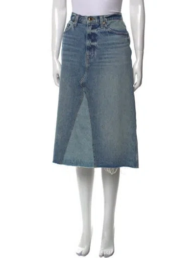 Pre-owned Khaite Distressed Accents Midi Length Skirt In Blue