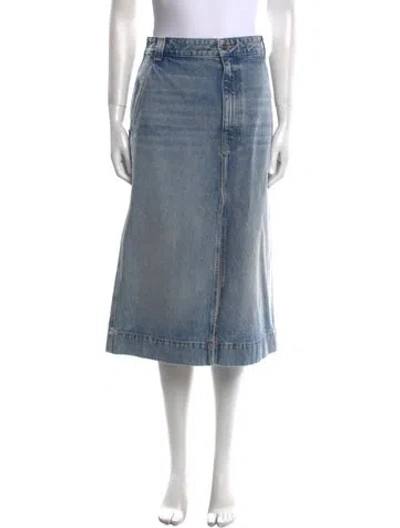 Pre-owned Khaite Distressed Accents Midi Length Skirt In Blue