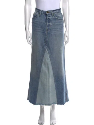 Pre-owned Khaite Distressed Accents Midi Length Skirt In Blue