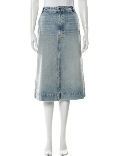 Pre-owned Khaite Distressed Accents Midi Length Skirt In Blue