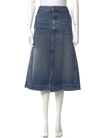 Pre-owned Khaite Distressed Accents Midi Length Skirt In Blue