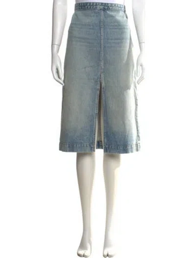 Pre-owned Khaite Distressed Accents Midi Length Skirt In Blue