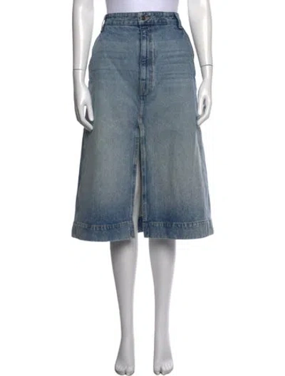 Pre-owned Khaite Distressed Accents Midi Length Skirt In Blue