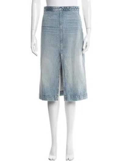 Pre-owned Khaite Distressed Accents Midi Length Skirt In Blue