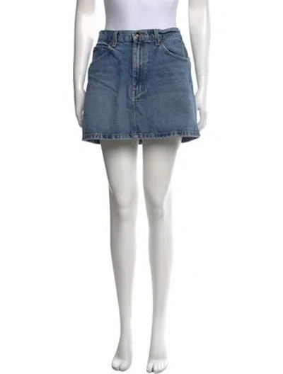 Pre-owned Khaite Distressed Accents Mini Skirt In Blue