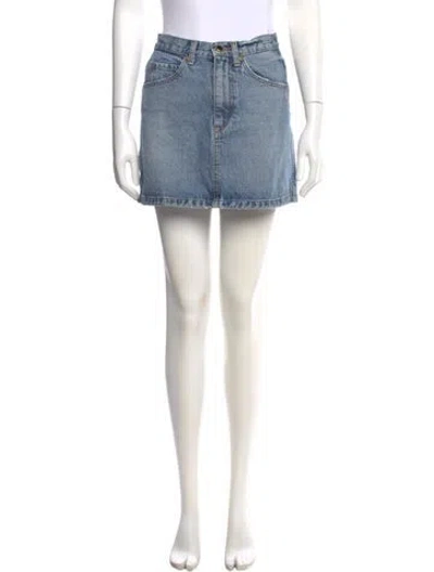 Pre-owned Khaite Distressed Accents Mini Skirt In Blue