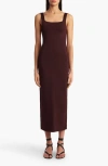 Khaite Dixi Square-neck Sleeveless Knit Maxi Dress In Red