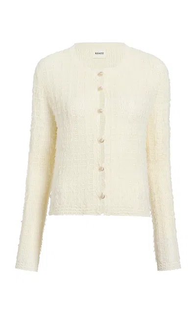 Khaite Diya Long-sleeve Cotton-blend Cardigan In Neutral