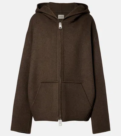 Khaite Dolem Hooded Oversized Wool Jacket In Green