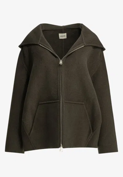 Khaite Dolem Zip-up Jacket In Green