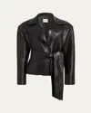 Khaite Edith Asymmetric Belted Leather Jacket In Black