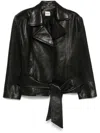 Khaite Edith Asymmetric Belted Leather Jacket In Black