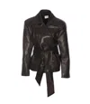Khaite Edith Asymmetric Belted Leather Jacket In Black