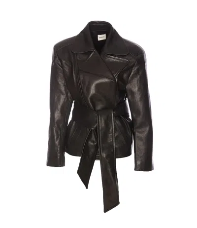 Khaite Dolores Oversized Leather Jacket In Black