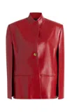 Khaite Dolso Cape-sleeve Plonge Leather Jacket In Red
