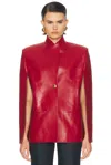 Khaite Dolso Single-breasted Leather Cape Jacket In Red