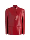 Khaite Dolso Single-breasted Leather Cape Jacket In Red