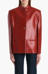 Khaite Dolso Single-breasted Leather Cape Jacket In Red
