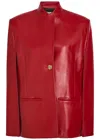 Khaite Dolso Single-breasted Leather Cape Jacket In Red