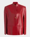 Khaite Dolso Single-breasted Leather Cape Jacket In Red