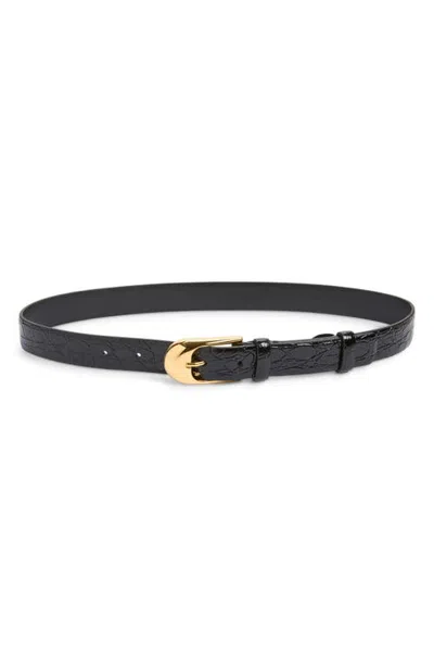 Khaite Dome Alligator Embossed Leather Belt In Black