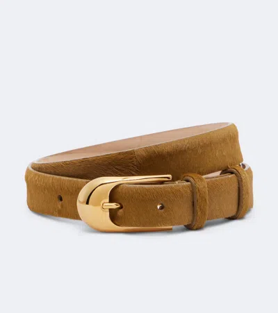 Khaite Dome Calf Hair Belt In Brown