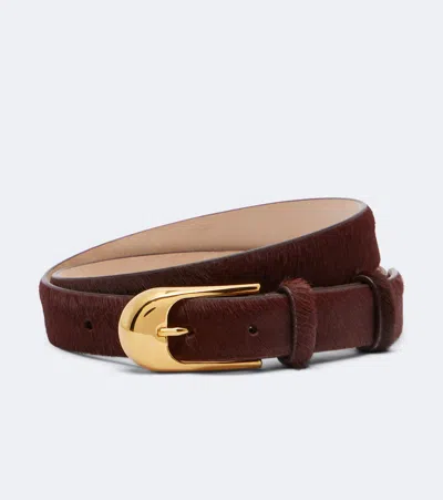 Khaite Dome Calf Hair Belt In Brown