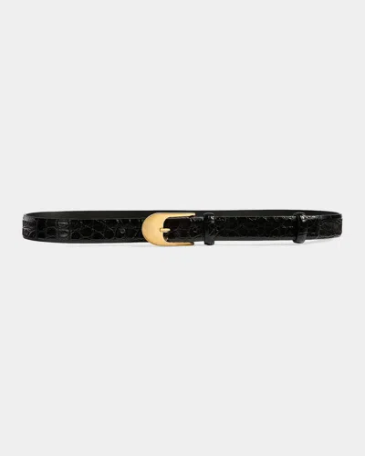 Khaite Dome Embossed Leather Belt In Black