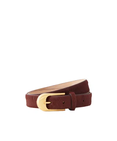 Khaite Dome Leather Belt In Burgundy
