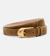 Khaite Dome Suede Belt In Brown
