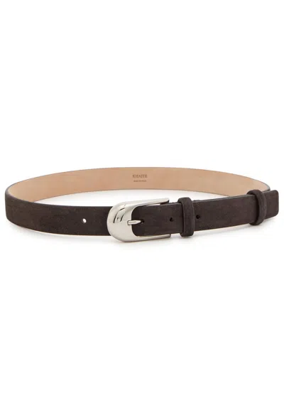 Khaite Dome Suede Belt In Brown