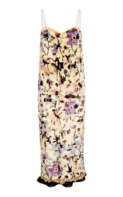 Khaite Domina Embroidered Midi Dress In Multi