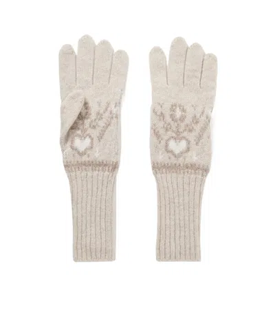 Khaite Domini Fair Isle Cashmere Gloves In Neutral