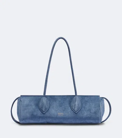Khaite Donna Medium Suede Shoulder Bag In Blue