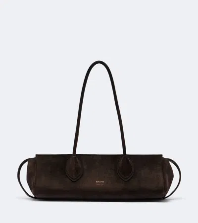 Khaite Donna Medium Suede Shoulder Bag In Brown