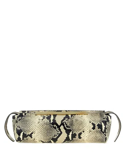 Khaite Donna Python-print Clutch Bag In Neutral