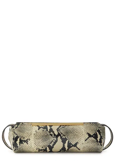 Khaite Donna Snake-effect Leather Clutch In Animal Print