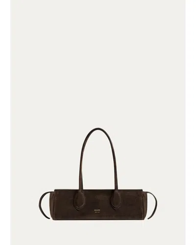 Khaite Donna Soft Suede E/w Shoulder Bag In Ebano