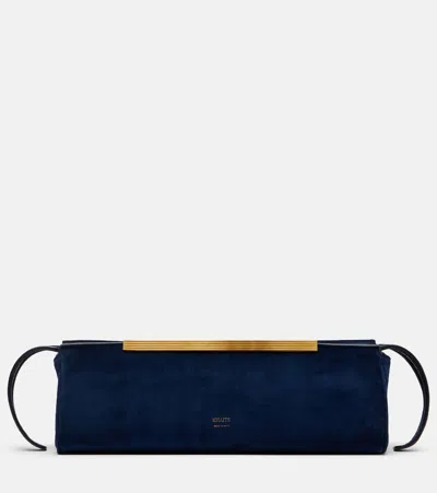 Khaite Donna Suede Clutch In Blue