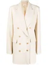Khaite Wool Blend Double-breasted Jacket In Neutrals
