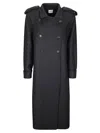 Khaite Double-breasted Wool Coat With High Collar And Refined Details In Black
