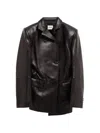 Khaite Double-breasted Leather Blazer In Black
