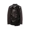 Khaite Double-breasted Leather Blazer In Black