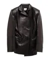 Khaite Double-breasted Leather Blazer In Black