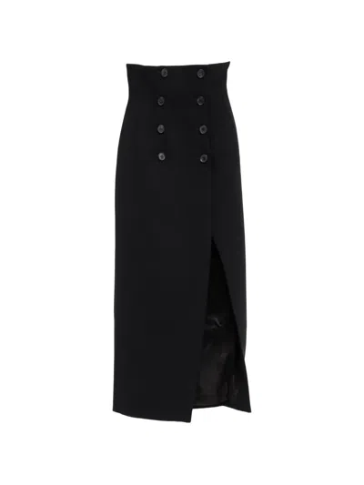 Khaite Double-breasted Maxi Skirt In Black