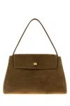 Khaite Dove Grey Suede Audrey Handbag In Brown