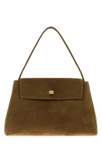 Khaite Dove Grey Suede Audrey Handbag In Gray