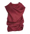 Khaite Luola Draped Silk-gazar Blouse In Burgundy