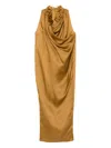 Khaite Draped Maxi Dress In Brown