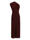 Khaite Coast One-shoulder Wool-blend Maxi Dress In Burgundy